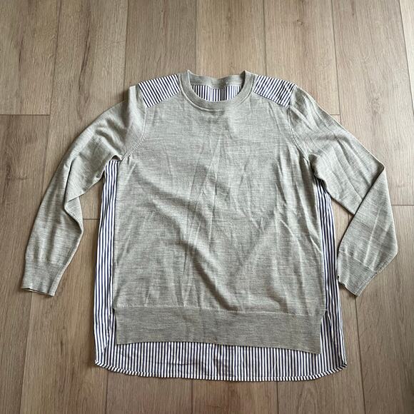 J.Crew Women’s Gray Merino Wool Sweater Blouse Sz L - Picture 1 of 6